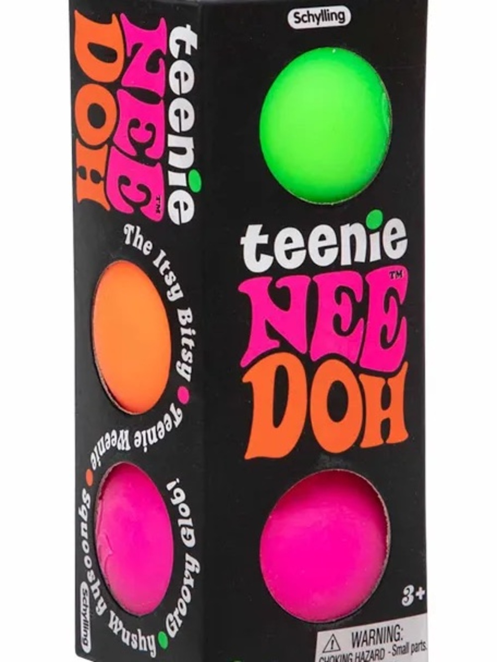 Teenie Nee Doh Mini Squeeze Putty - Neon Green, Orange, Pink